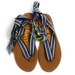 Lace Up Boho Sandal Blossom Blue Sam & Libby New